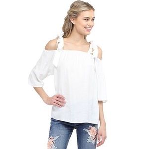 White off the shoulder tie top